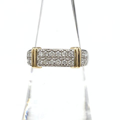 メレダイヤ デザインリング プラチナ YG イエローゴールド 指輪 リング 11号 Pt900 K18 ダイヤモンド レディース 【中古】nbjwl