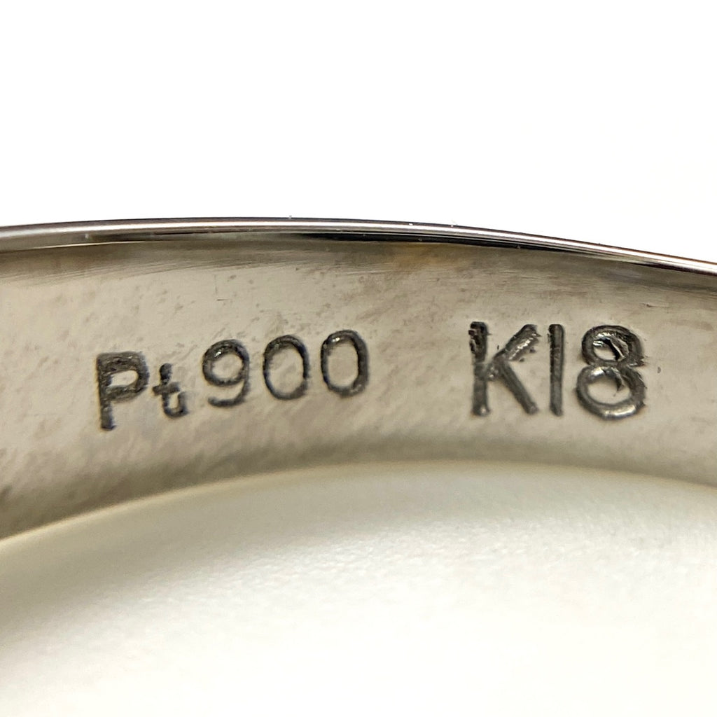 メレダイヤ デザインリング プラチナ YG イエローゴールド 指輪 リング 11号 Pt900 K18 ダイヤモンド レディース 【中古】nbjwl