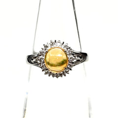 ファイアオパール デザインリング プラチナ 指輪 メレダイヤ リング 10.5号 Pt900 ダイヤモンド ファイアオパール レディース ノンブランドジュエリー 【中古】nbjwl