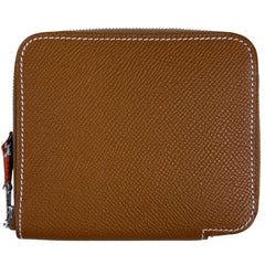 エルメス アザップ シルクイン コンパクト ラウンドファスナー スカーフ 二つ折り財布 ヴォーエプソン ゴールド □O レディース ブランドバッグ・小物 【中古】brbag