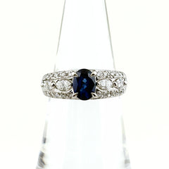 サファイア デザインリング プラチナ 指輪 メレダイヤ リング 12号 Pt900 サファイア ダイヤモンド レディース ノンブランドジュエリー 【中古】nbjwl