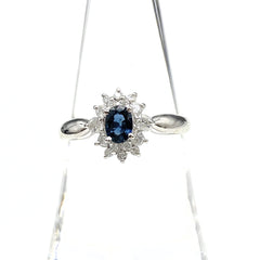 サファイア デザインリング プラチナ メレダイヤ 指輪 リング 15号 Pt900 サファイア レディース 【中古】nbjwl