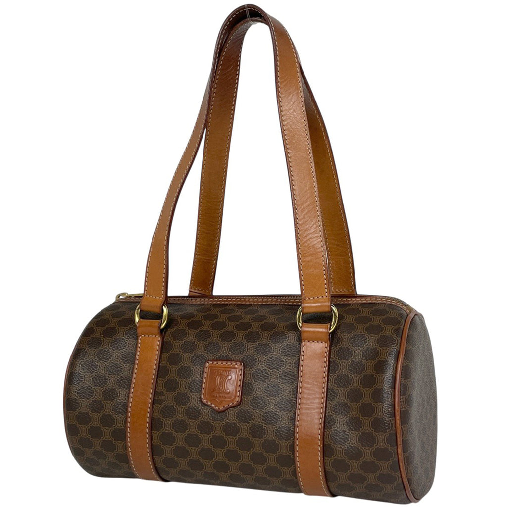 セリーヌ マカダム柄 ハンドバッグ 円筒型 バレルバッグ ハンドバッグ コーティングキャンバス ブラウン レディース 【中古】brbag