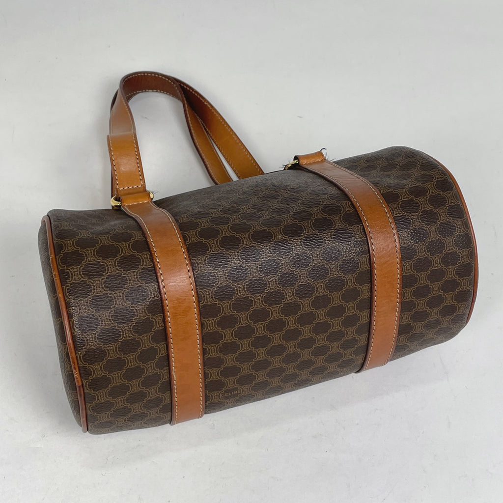 セリーヌ マカダム柄 ハンドバッグ 円筒型 バレルバッグ ハンドバッグ コーティングキャンバス ブラウン レディース 【中古】brbag