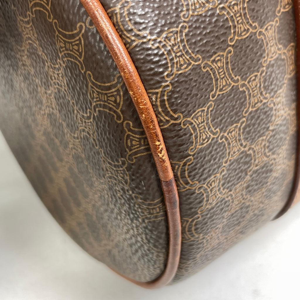 セリーヌ マカダム柄 ハンドバッグ 円筒型 バレルバッグ ハンドバッグ コーティングキャンバス ブラウン レディース 【中古】brbag