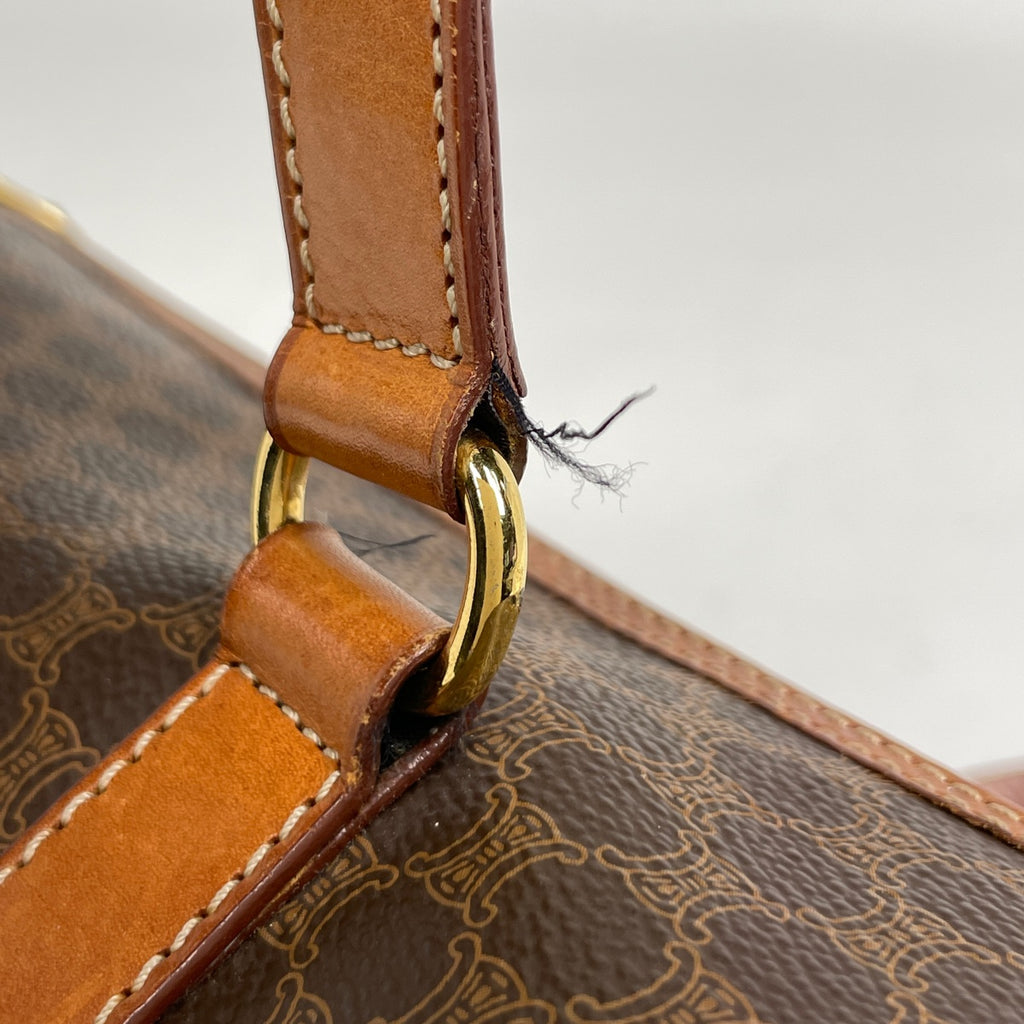 セリーヌ マカダム柄 ハンドバッグ 円筒型 バレルバッグ ハンドバッグ コーティングキャンバス ブラウン レディース 【中古】brbag