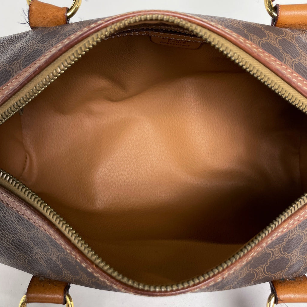 セリーヌ マカダム柄 ハンドバッグ 円筒型 バレルバッグ ハンドバッグ コーティングキャンバス ブラウン レディース 【中古】brbag