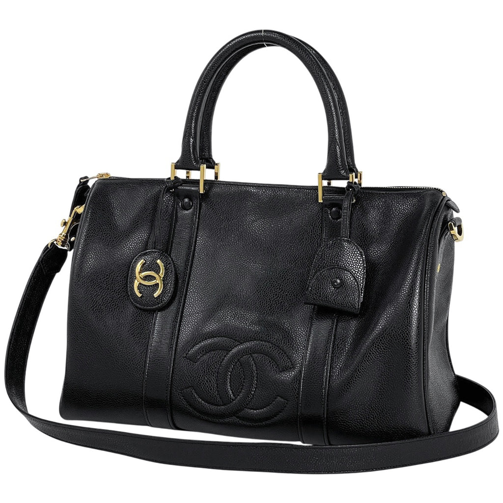 シャネル ココマーク ハンドバッグ 2WAY ショルダーバッグ ミニボストン ハンドバッグ キャビアスキン ブラック レディース 【中古】brbag