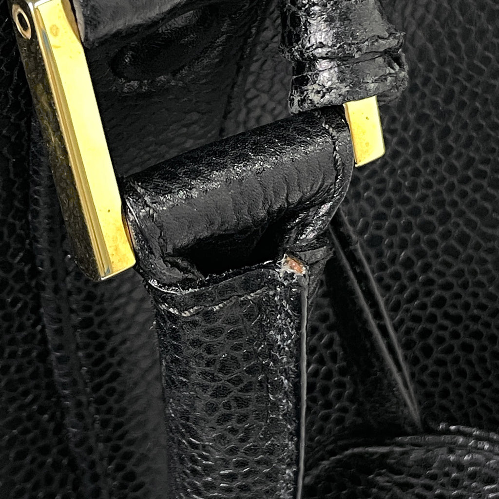 シャネル ココマーク ハンドバッグ 2WAY ショルダーバッグ ミニボストン ハンドバッグ キャビアスキン ブラック レディース 【中古】brbag