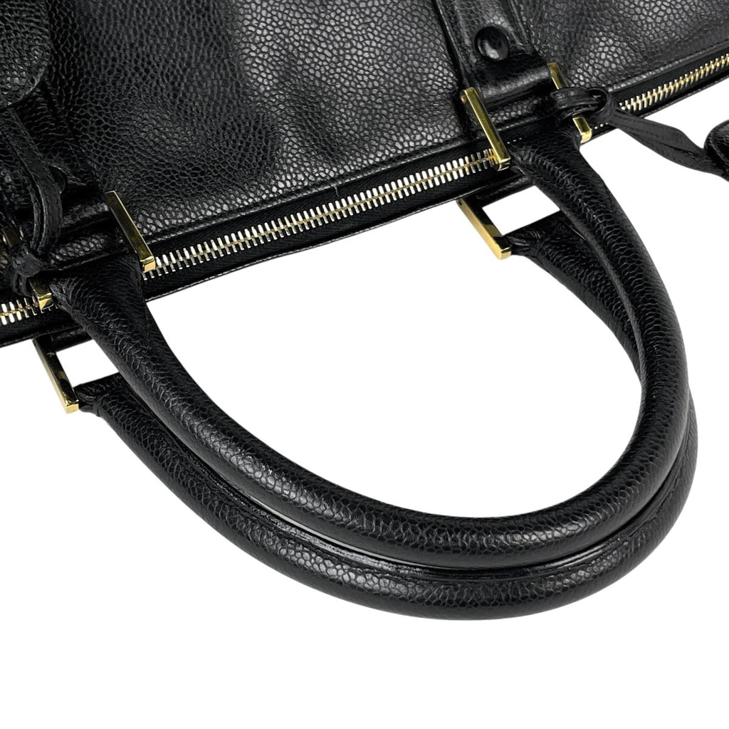 シャネル ココマーク ハンドバッグ 2WAY ショルダーバッグ ミニボストン ハンドバッグ キャビアスキン ブラック レディース 【中古】brbag