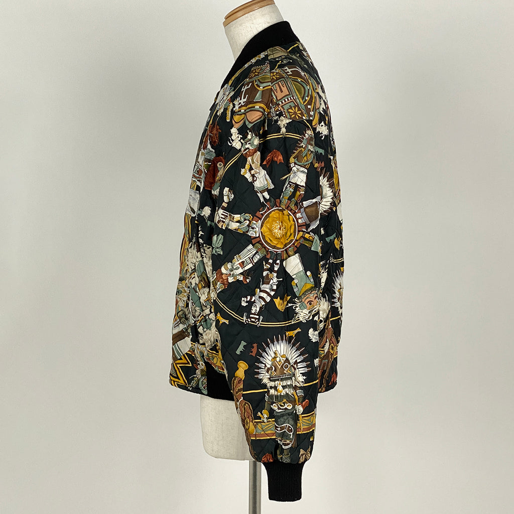 エルメス リバーシブル ブルゾン 総柄 ジップアップ アウター ブルゾン ブラック マルチカラー メンズ 【中古】brapp