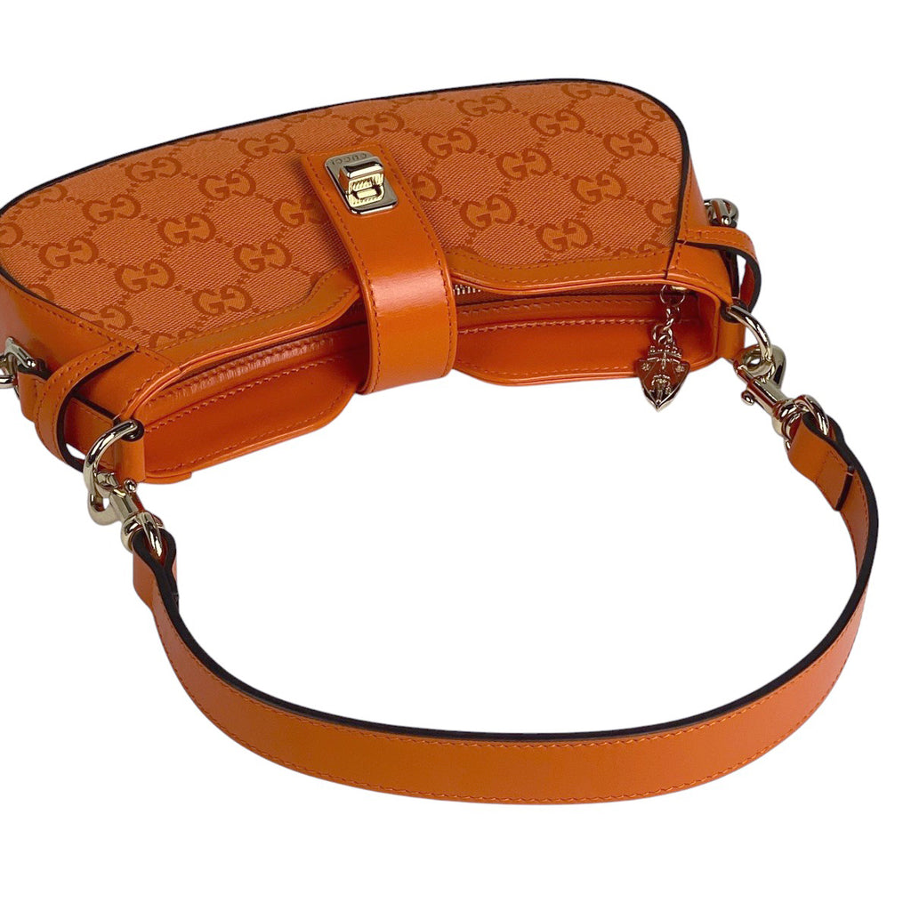 グッチ ムーンサイド ミニ ショルダーバッグ GG柄 ハンドバッグ ショルダーバッグ GGキャンバス オレンジ 786035 レディース 【中古】brbag