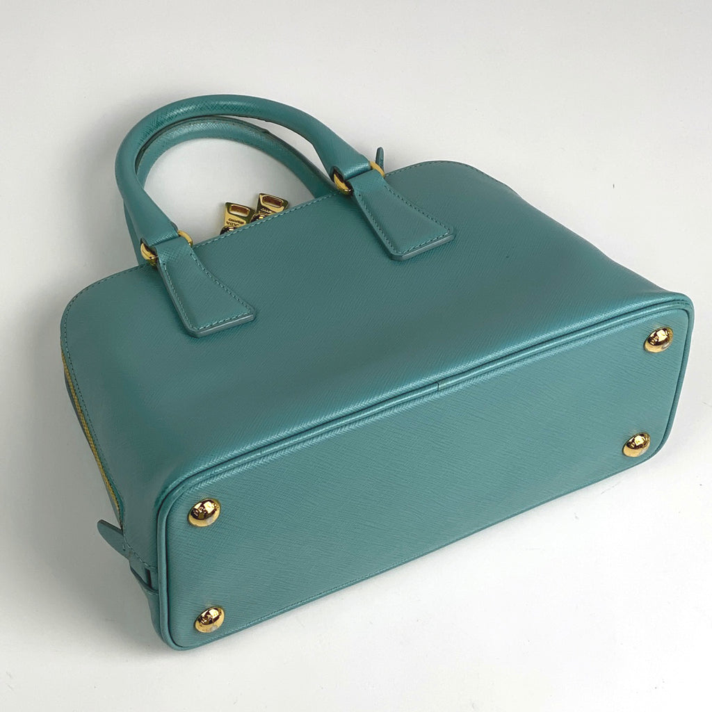 プラダ ロゴプレート ハンドバッグ 2WAY ショルダーバッグ ハンドバッグ レザー ライトグリーン レディース 【中古】brbag