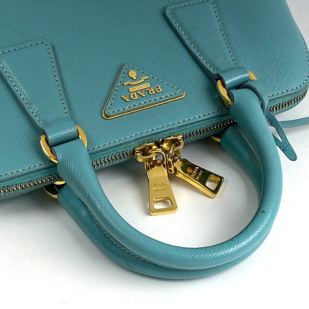 プラダ ロゴプレート ハンドバッグ 2WAY ショルダーバッグ ハンドバッグ レザー ライトグリーン レディース 【中古】brbag