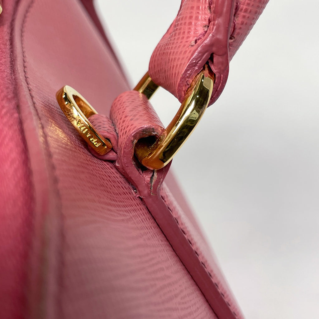 プラダ ロゴ ハンドバッグ 2WAY ショルダーバッグ プロムナード ハンドバッグ サフィアーノレザー ピンク BL0837 レディース 【中古】brbag