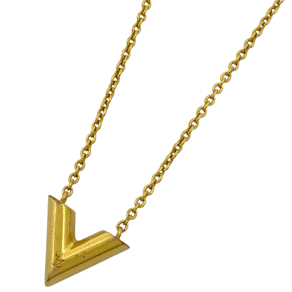 ルイ・ヴィトン エセンシャル V ネックレス ロゴ ネックレス GP ゴールド レディース 【中古】bracc