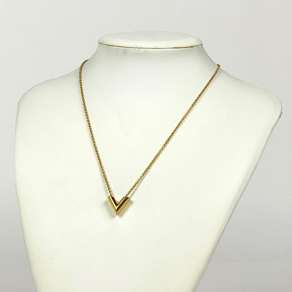 ルイ・ヴィトン エセンシャル V ネックレス ロゴ ネックレス GP ゴールド レディース 【中古】bracc