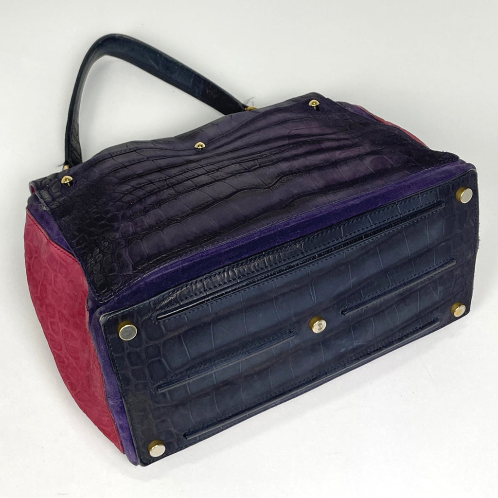 イヴ・サンローラン ミューズトゥ ハンドバッグ 型押し ワンショルダー ハンドバッグ レザー パープル 197149 レディース 【中古】brbag