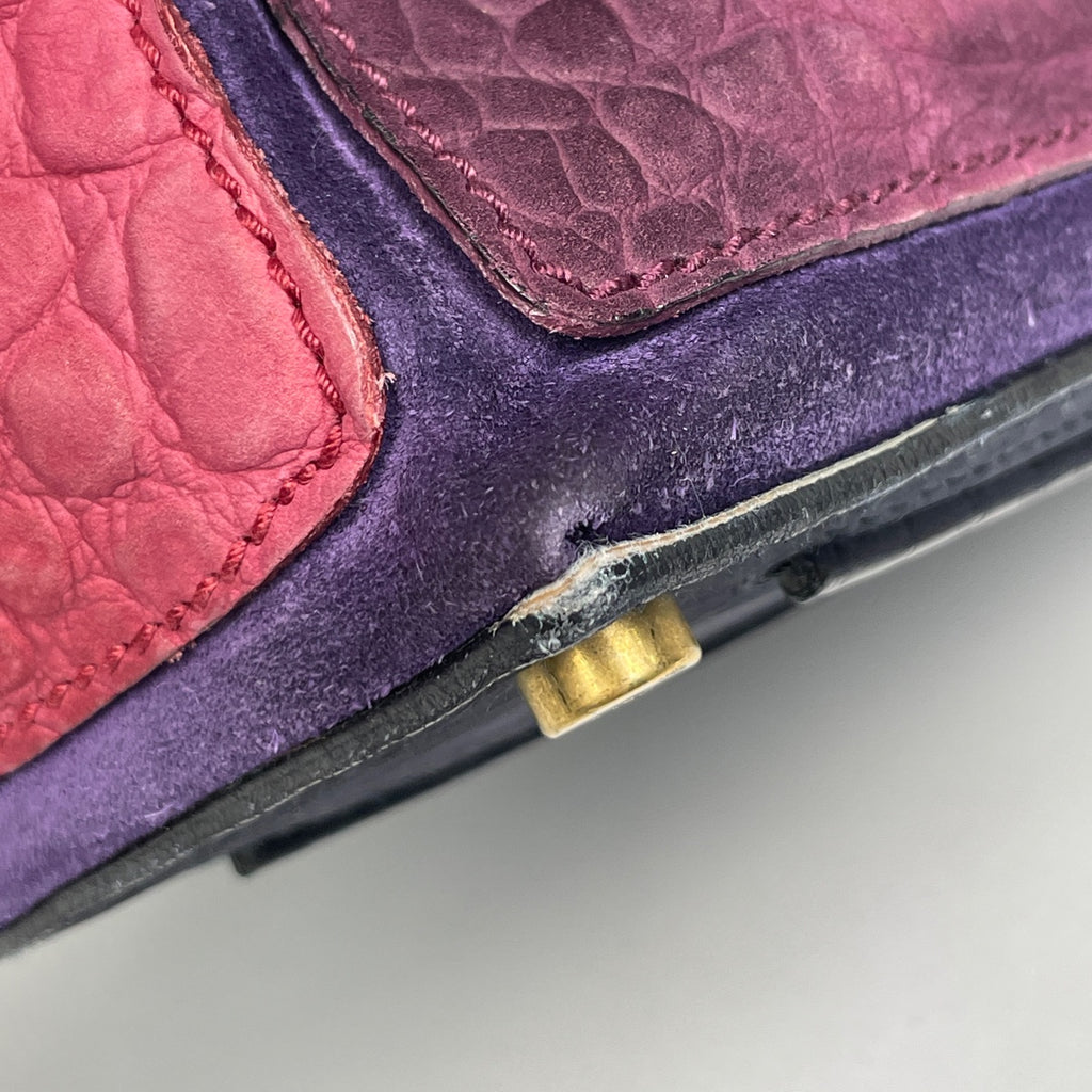 イヴ・サンローラン ミューズトゥ ハンドバッグ 型押し ワンショルダー ハンドバッグ レザー パープル 197149 レディース 【中古】brbag