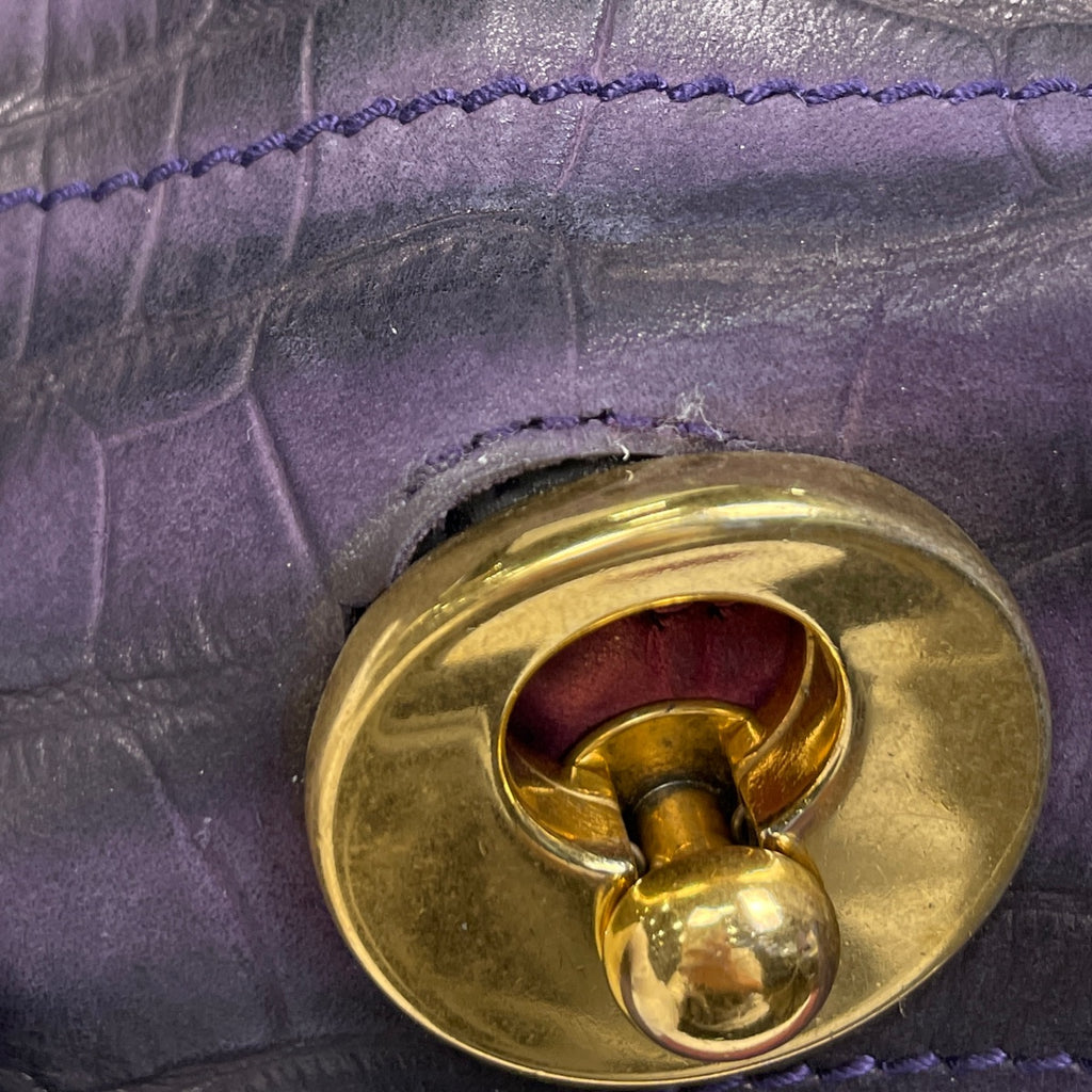 イヴ・サンローラン ミューズトゥ ハンドバッグ 型押し ワンショルダー ハンドバッグ レザー パープル 197149 レディース 【中古】brbag