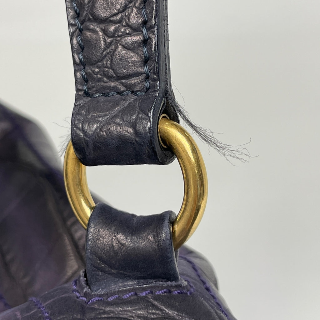 イヴ・サンローラン ミューズトゥ ハンドバッグ 型押し ワンショルダー ハンドバッグ レザー パープル 197149 レディース 【中古】brbag