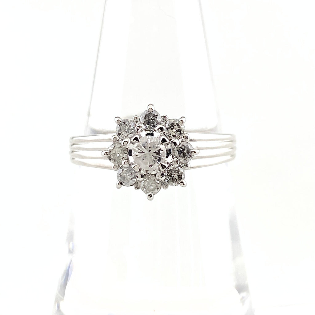 ダイヤモンド デザインリング プラチナ 指輪 リング 14号 Pt900 ダイヤモンド レディース 【中古】nbjwl