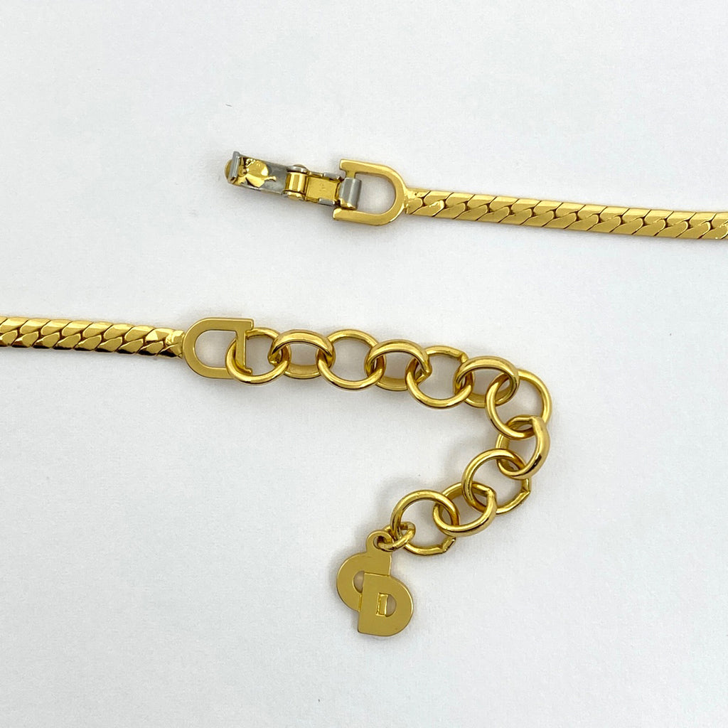 クリスチャンディオール デザイン ネックレス GP ゴールド レッド レディース 【中古】bracc