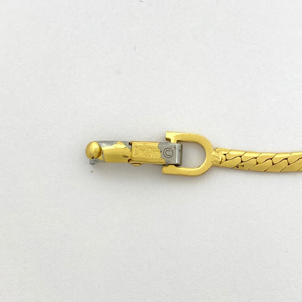 クリスチャンディオール デザイン ネックレス GP ゴールド レッド レディース 【中古】bracc