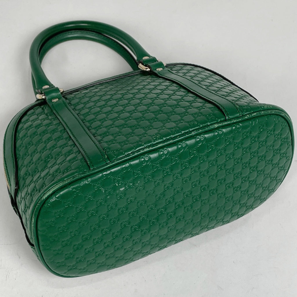 グッチ マイクログッチ シマ ハンドバッグ 2WAY ショルダーバッグ シグネチャー ハンドバッグ レザー グリーン 449654 レディース 【中古】brbag