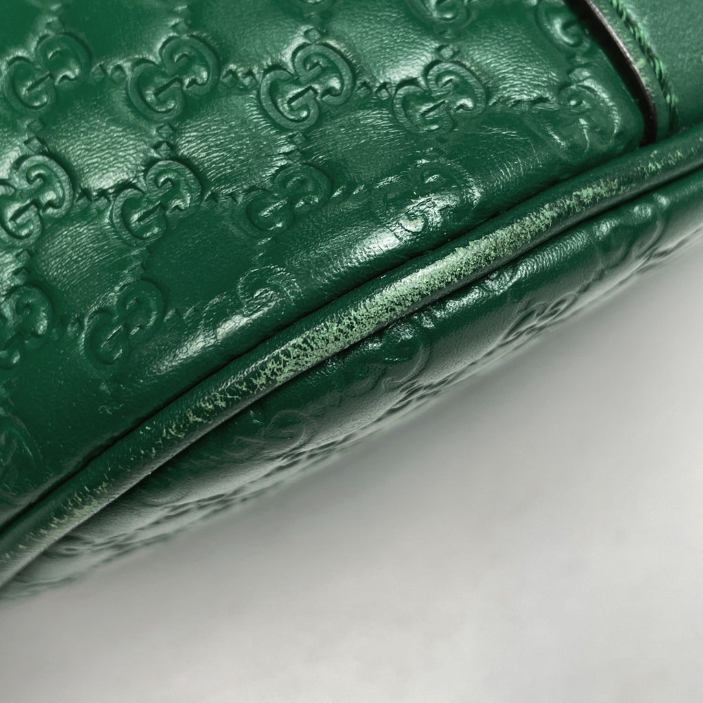 グッチ マイクログッチ シマ ハンドバッグ 2WAY ショルダーバッグ シグネチャー ハンドバッグ レザー グリーン 449654 レディース 【中古】brbag