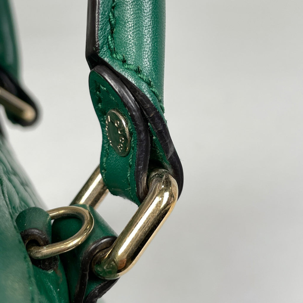 グッチ マイクログッチ シマ ハンドバッグ 2WAY ショルダーバッグ シグネチャー ハンドバッグ レザー グリーン 449654 レディース 【中古】brbag