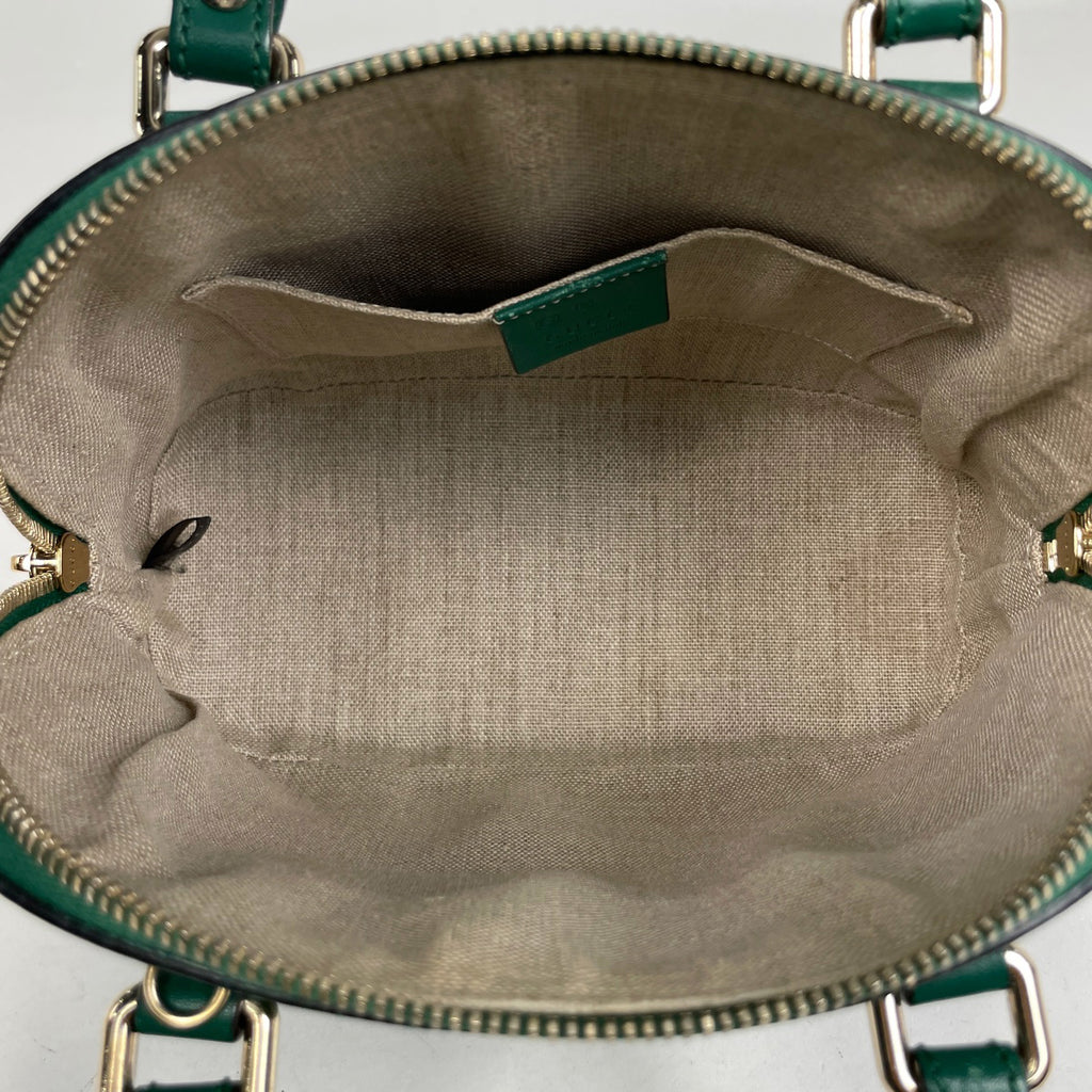 グッチ マイクログッチ シマ ハンドバッグ 2WAY ショルダーバッグ シグネチャー ハンドバッグ レザー グリーン 449654 レディース 【中古】brbag