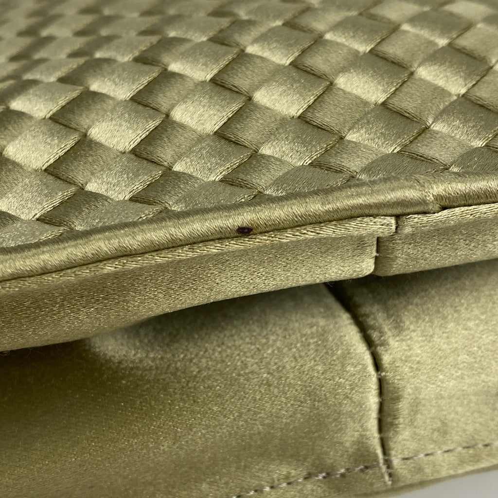 ボッテガヴェネタ イントレチャート ハンドバッグ がま口 ビーズ ミニ ハンドバッグ サテン ゴールド レディース 【中古】brbag