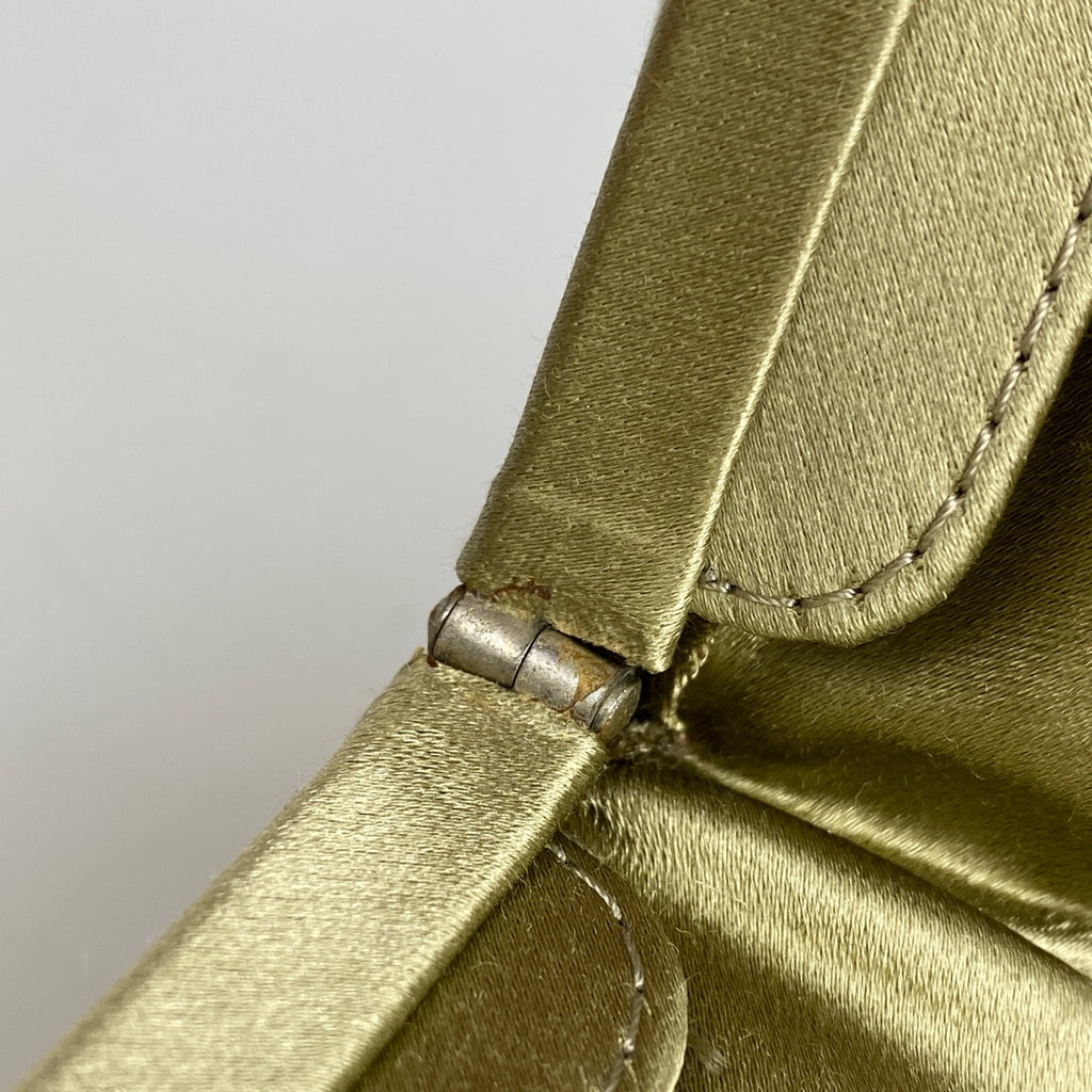 ボッテガヴェネタ イントレチャート ハンドバッグ がま口 ビーズ ミニ ハンドバッグ サテン ゴールド レディース 【中古】brbag