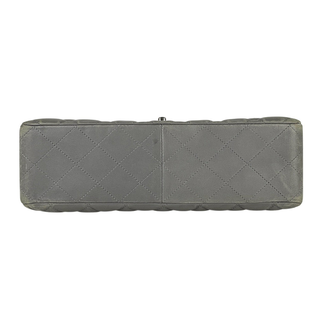 シャネル デカ マトラッセ シングルフラップ チェーン ショルダーバッグ ココマーク Wチェーン ショルダーバッグ レザー グレー A04412 レディース 【中古】brbag