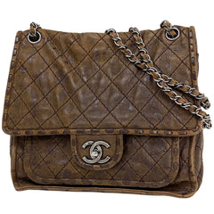 シャネル ココマーク チェーン ショルダーバッグ ワイルドステッチ ワンショルダー ショルダーバッグ レザー ブラウン レディース 【中古】brbag