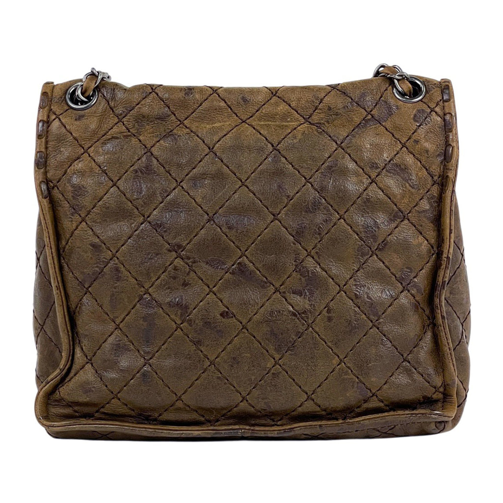 シャネル ココマーク チェーン ショルダーバッグ ワイルドステッチ ワンショルダー ショルダーバッグ レザー ブラウン レディース 【中古】brbag