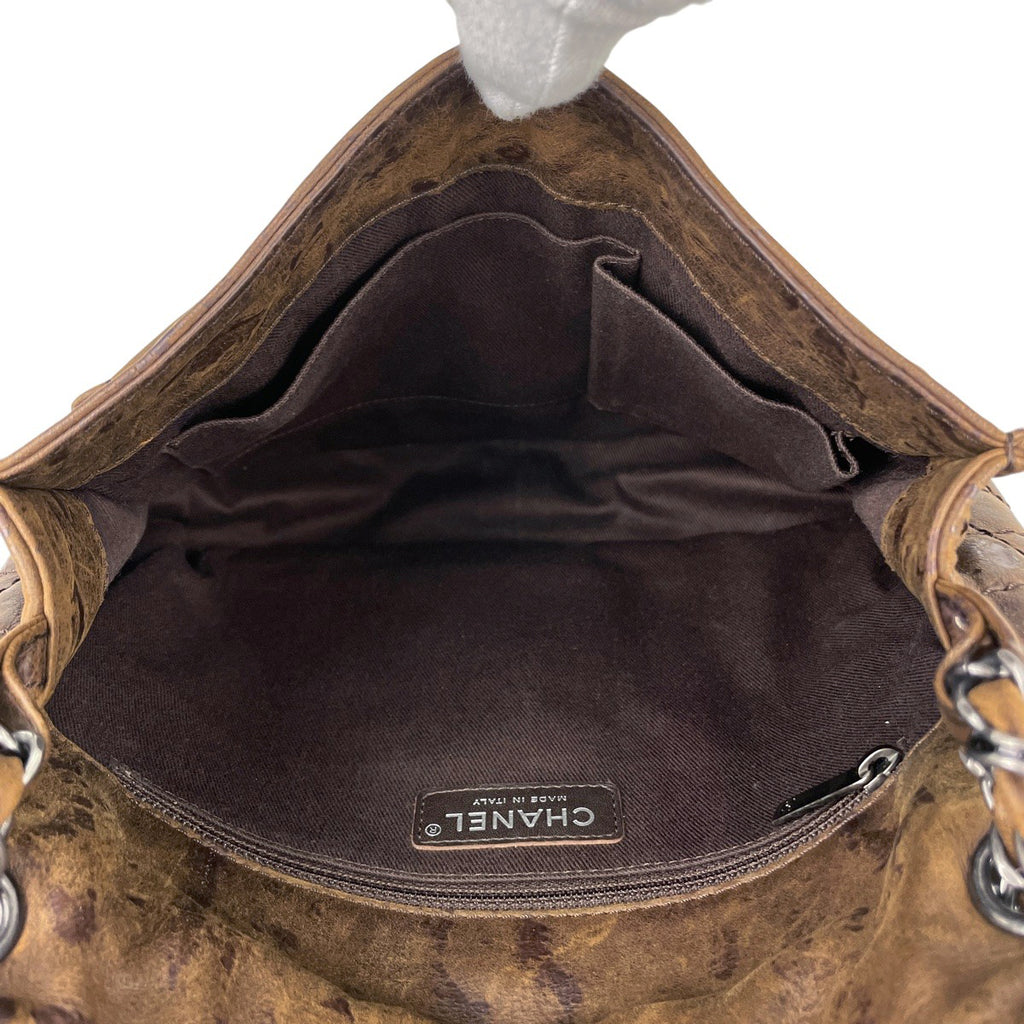 シャネル ココマーク チェーン ショルダーバッグ ワイルドステッチ ワンショルダー ショルダーバッグ レザー ブラウン レディース 【中古】brbag