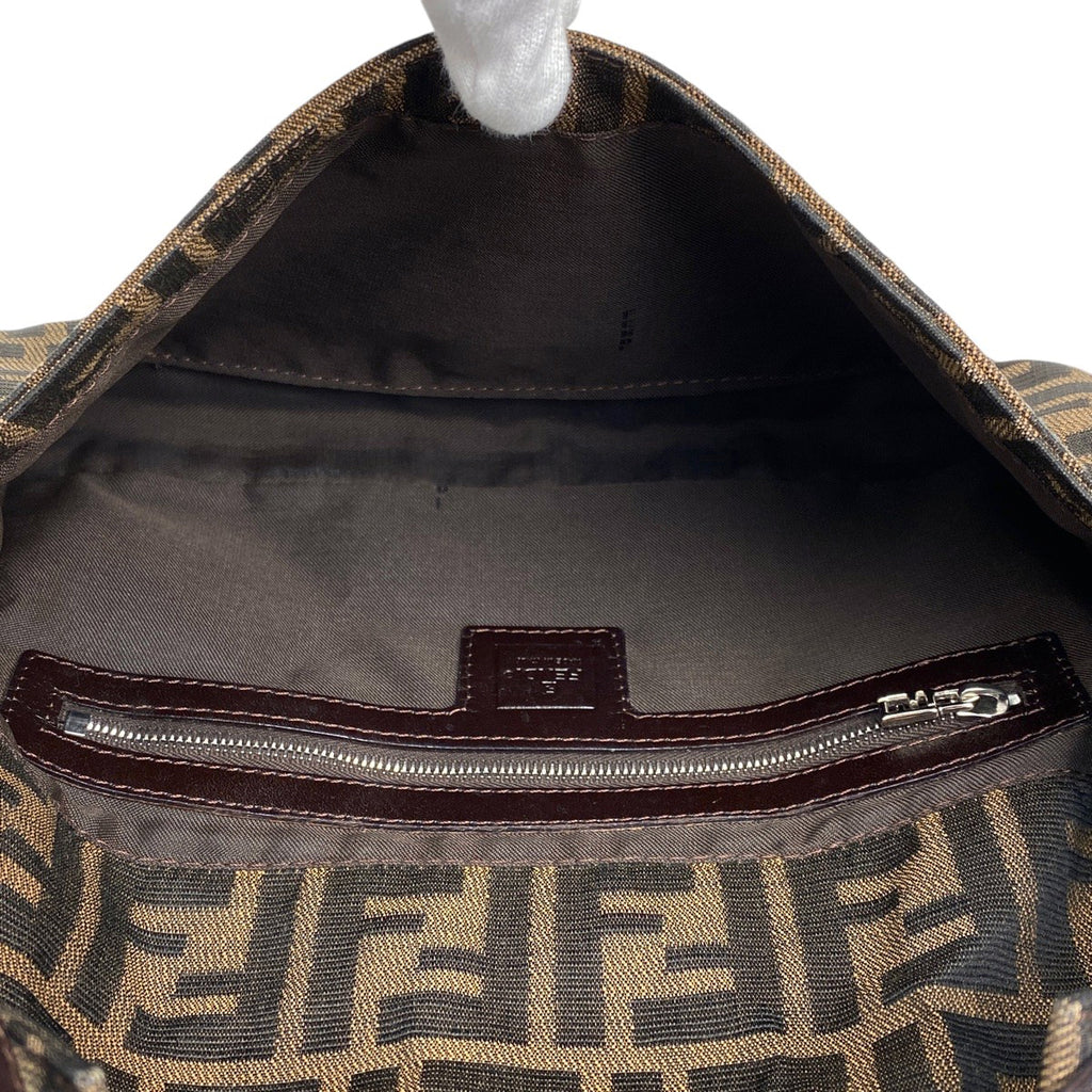 フェンディ ズッカ柄 マンマバゲット ハンドバッグ ワンショルダー 肩掛け ショルダーバッグ キャンバス ブラウン 26424　 レディース 【中古】brbag