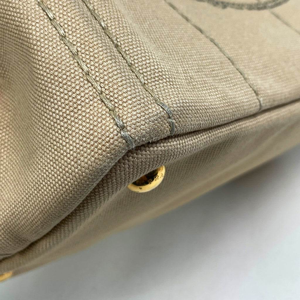 プラダ カナパ トート 2WAY ショルダーバッグ トートバッグ キャンバス ベージュ レディース 【中古】brbag