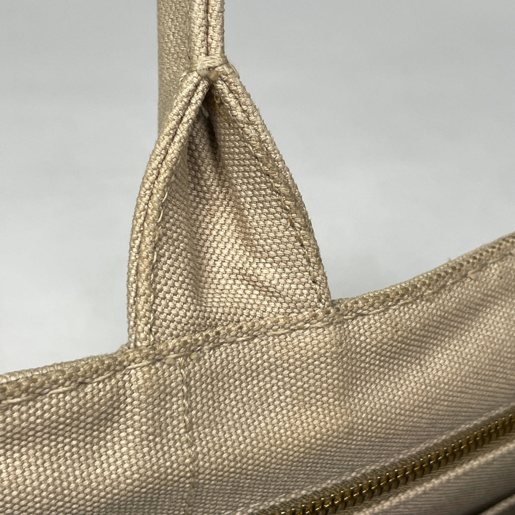 プラダ カナパ トート 2WAY ショルダーバッグ トートバッグ キャンバス ベージュ レディース 【中古】brbag