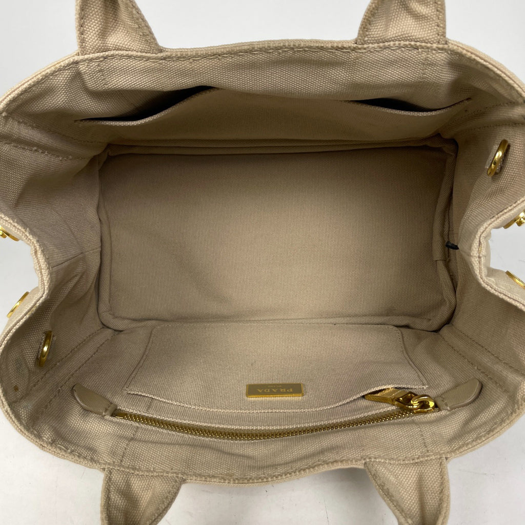 プラダ カナパ トート 2WAY ショルダーバッグ トートバッグ キャンバス ベージュ レディース 【中古】brbag