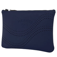 エルメス ネオバン ウェーブ PM メイク コスメ 小物入れ パンチング 化粧ポーチ ナイロン ネイビー レディース 【中古】brbag