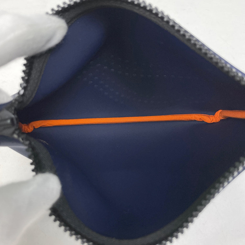 エルメス ネオバン ウェーブ PM メイク コスメ 小物入れ パンチング 化粧ポーチ ナイロン ネイビー レディース 【中古】brbag