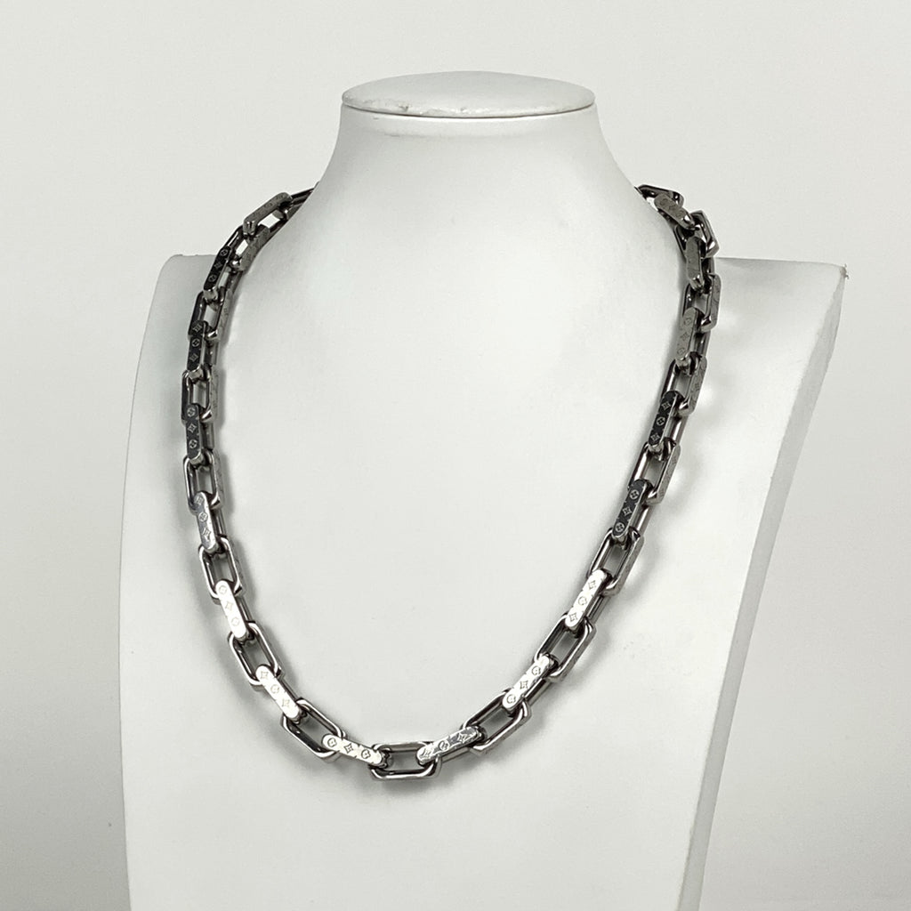 ルイ・ヴィトン チェーン モノグラム レディース ネックレス メタル シルバー メンズ 【中古】bracc