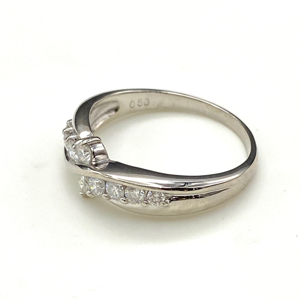 メレダイヤ デザインリング プラチナ 指輪 リング 16号 Pt900 ダイヤモンド レディース 【中古】nbjwl