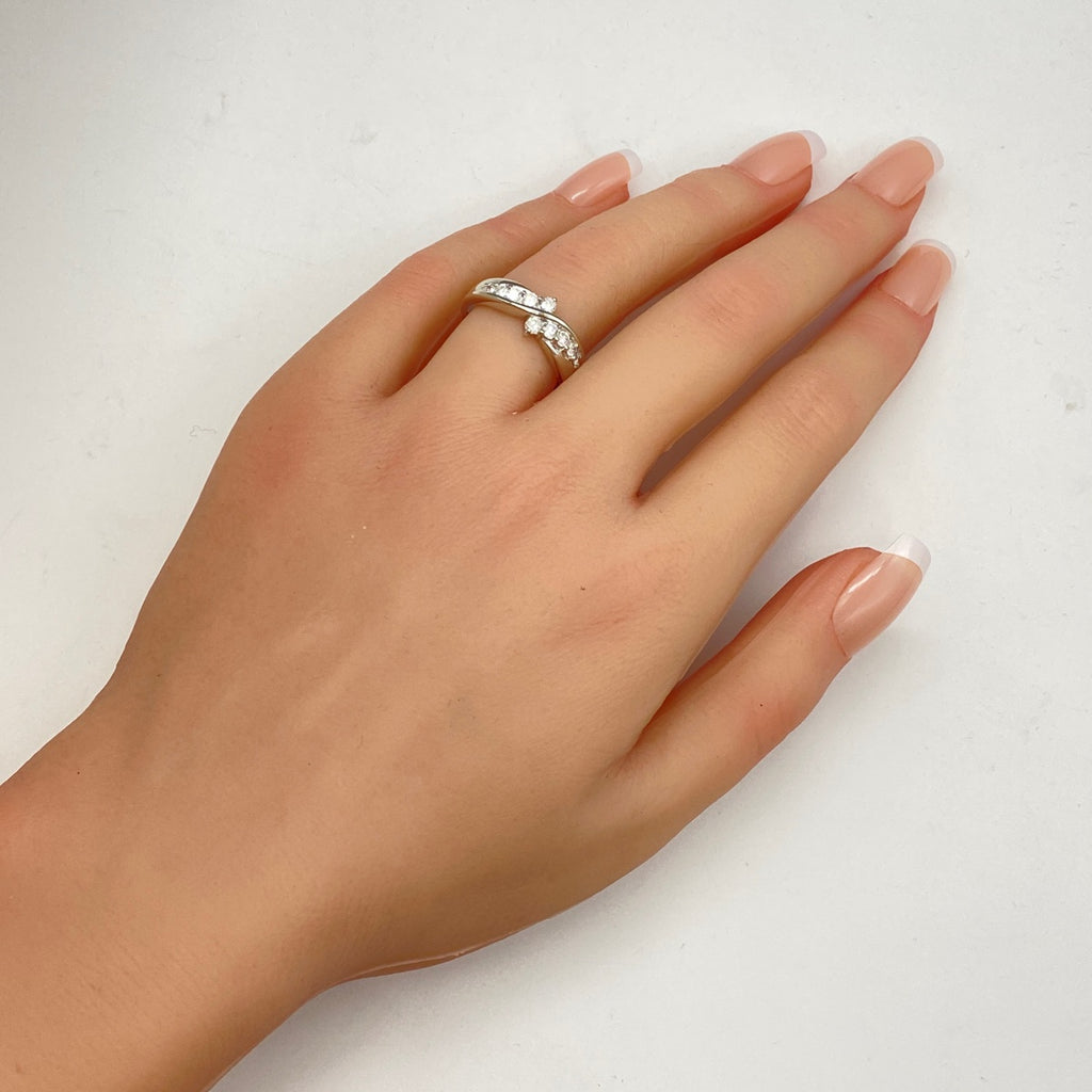 メレダイヤ デザインリング プラチナ 指輪 リング 16号 Pt900 ダイヤモンド レディース 【中古】nbjwl