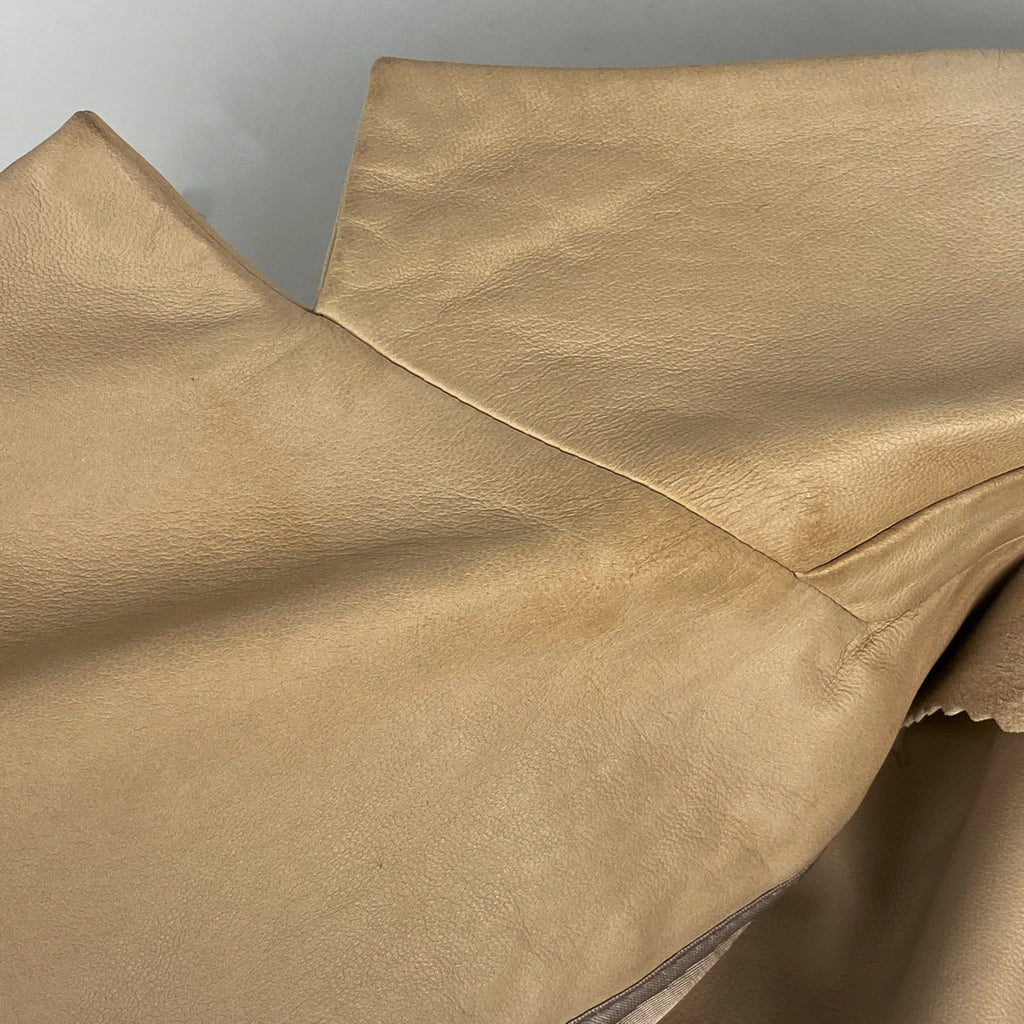 ロエベ ロゴボタン テーラードジャケット シングル レザージャケット アウター テーラードジャケット 羊革 ベージュ メンズ 【中古】brapp