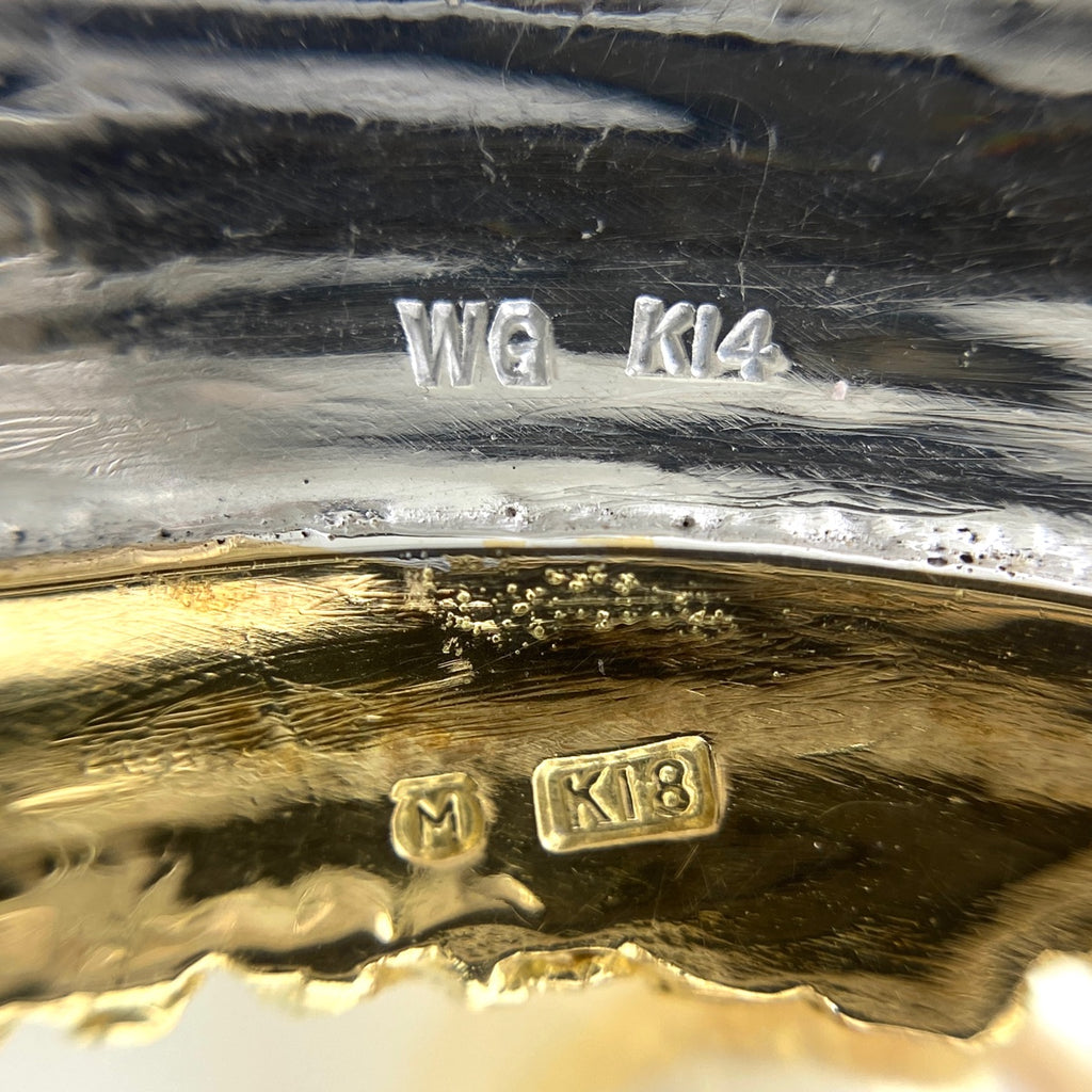 ミキモト パール デザインブローチ YG イエローゴールド WG ホワイトゴールドメレダイヤ 真珠 ブローチ 46.6×59.6 K18 K14 WG レディース 【中古】brjwl