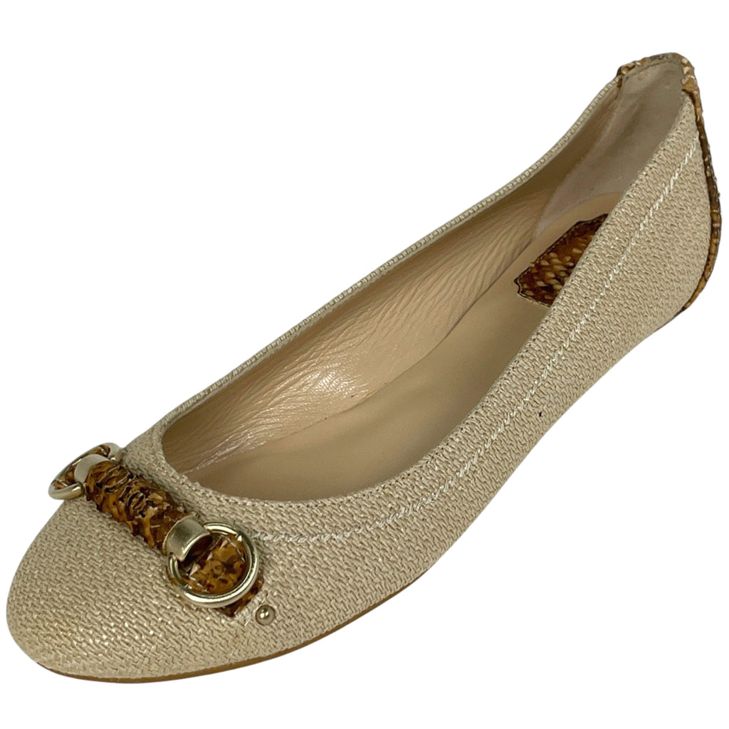 クリスチャンディオール ロゴ パンプス フラットシューズ バレエシューズ 靴 パンプス ファブリック ベージュ レディース 【中古】brbag